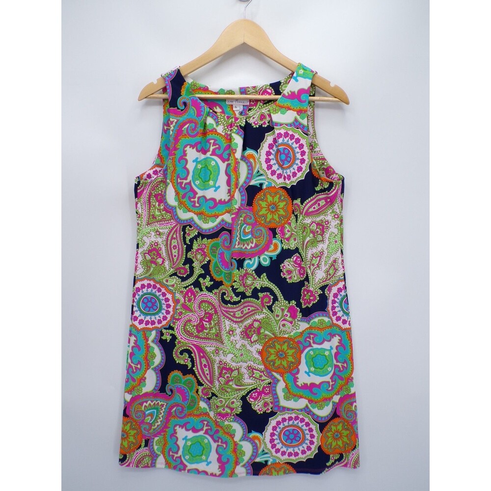 Jude Connally Sleeveless Shift Dress Paisley Medallion Print Size Large